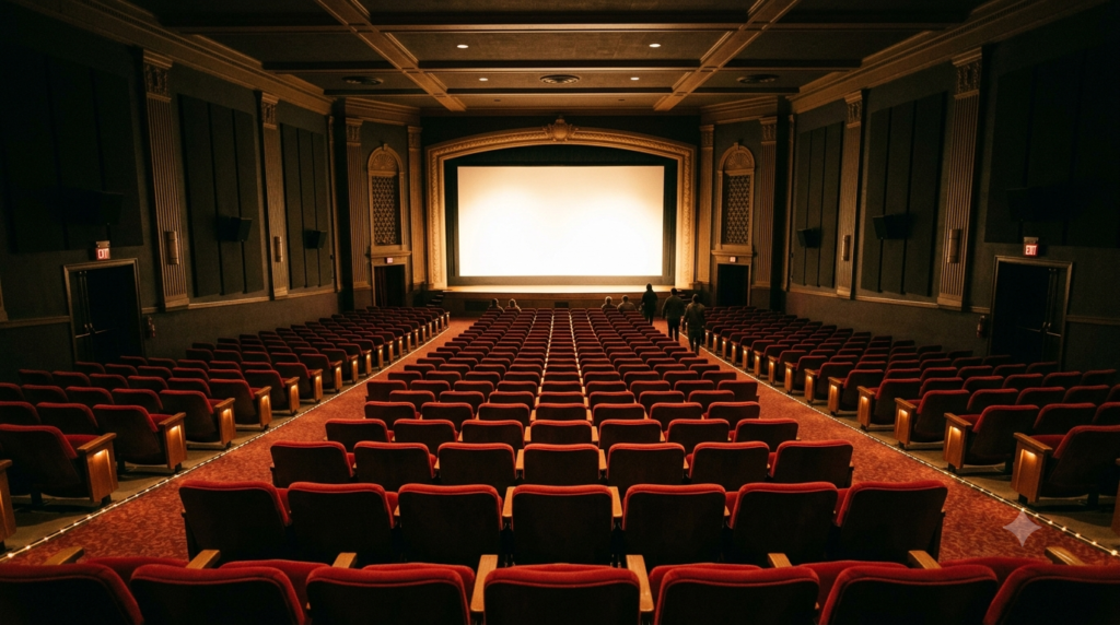 Big budget Telugu movies profitability 2025-2026 shown through an empty cinema hall