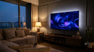 Telugu OTT releases 2025 streaming guide showing a home television and streaming setup.