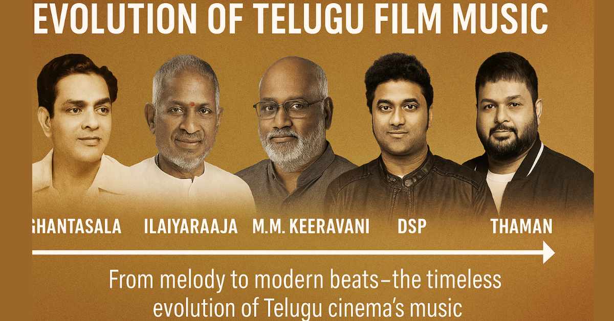 Evolution of Telugu film music from Ghantasala to Thaman — timeline of Tollywood composers