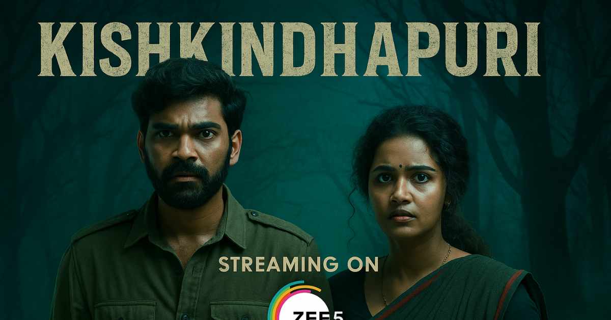 Kishkindhapuri OTT release Bellamkonda Sai Sreenivas and Anupama Parameswaran in a dark forest setting from the Telugu horror thriller Kishkindhapuri, premiering on ZEE5 on October 17, 2025.