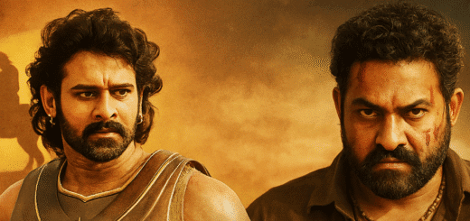 A cinematic collage showing Baahubali and Devara, symbolizing the rise of Pan-India cinema in Telugu film industry.