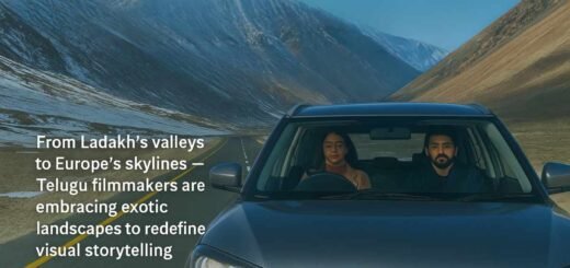 Telugu film On the Road depicts a couple driving through Ladakh’s snowy mountains, symbolizing Tollywood’s visual evolution through exotic filming locations.