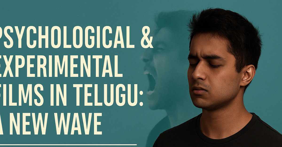 A young Telugu man with a tense expression symbolizes inner conflict and mental struggle in psychological Telugu cinema.
