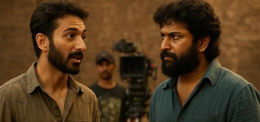 Raghav Juyal and Nani behind the scenes of The Paradise Telugu movie — intense conversation during film shoot