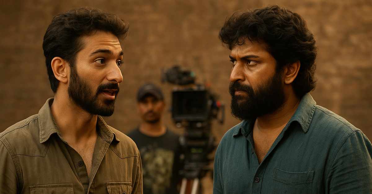 Raghav Juyal and Nani behind the scenes of The Paradise Telugu movie — intense conversation during film shoot