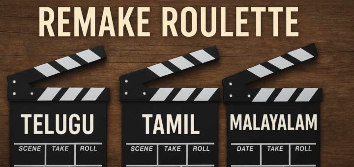 South Indian film remakes collage showing Telugu, Tamil, and Malayalam cinema adaptation success and failure.