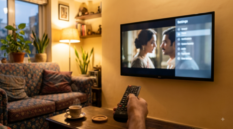 Telugu shows on Prime Video displayed on a TV with the audio language menu open