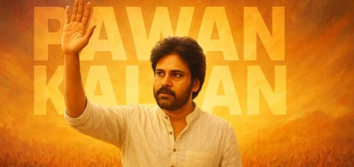 Pawan Kalyan waving to a massive fan crowd symbolizing his cult following in Tollywood.