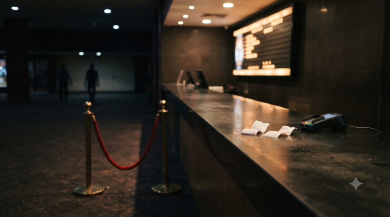 Dacoit box office verdict illustrated by a quiet multiplex ticket counter on a weekday evening in India