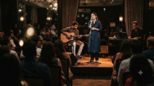 Ek Din Ki Mehfil live music event with singers performing before a cinema audience in Mumbai