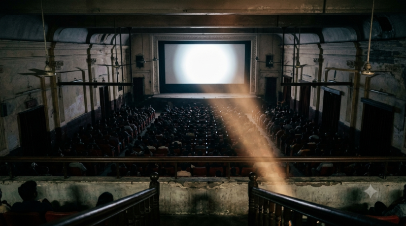 Telugu movies 2025 box office round-up shown by a packed single-screen cinema auditorium