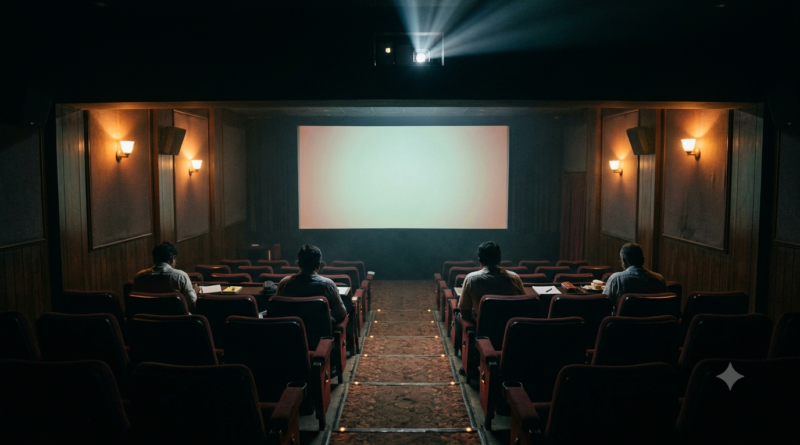 CBFC certification process: committee members seated in a small preview theatre during a screening