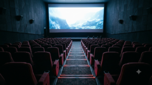 Theatrical vs OTT release explained: empty cinema seats facing a lit screen in an Indian multiplex