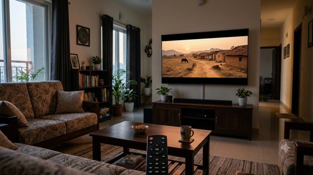 Maremma OTT release streaming guide with a TV showing a rural Telugu drama scene