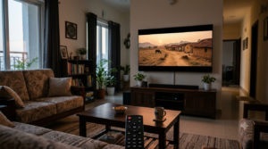 Maremma OTT release streaming guide with a TV showing a rural Telugu drama scene